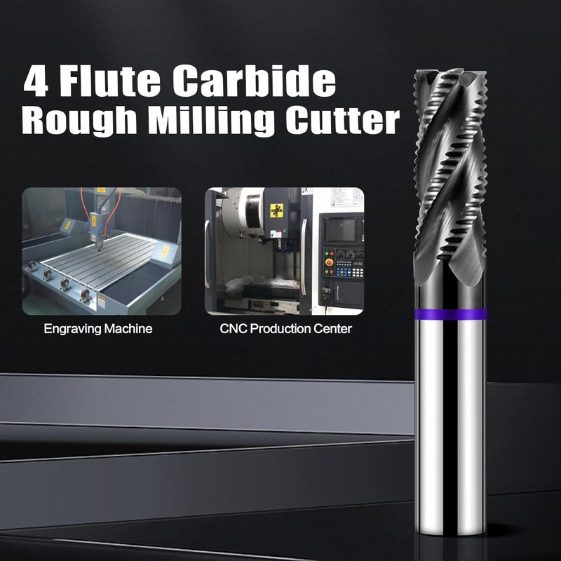 VIERDWIN Carbide Roughing End Mill 1/2" 4 Flute, Heavy Duty Square Nose Milling Cutter for Steel, Aluminum & Hardened Metals - Professional & DIY Use (1-Piece) - Image 2